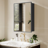 JBLCC Medicine Cabinet with Mirror (Full Assembled), 16''x22'' Aluminum Bathroom Mirror with Storage, Wall Mounted or Recessed Medicine Cabinet, Black JBLCC