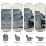 CANMOV Manual Recliner Chair, Soft Fabric Overstuffed Recliner Single Sofa Chair for Living Room, Heavy Duty and Safety Reclining Mechanism (Blue Grey) CANMOV