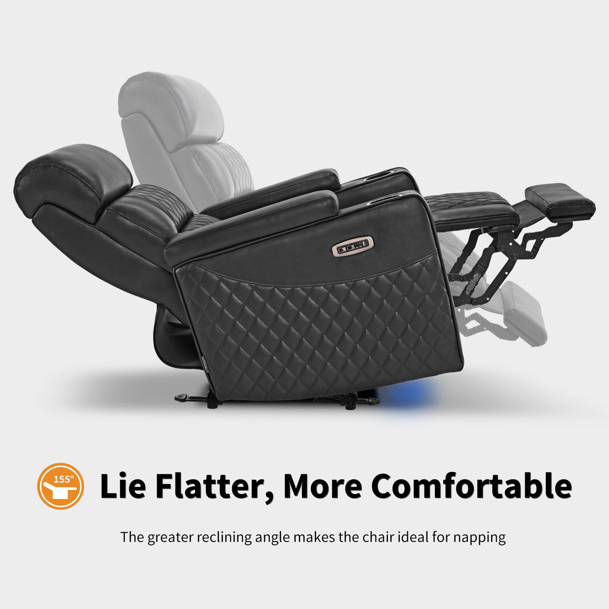 MCombo Power Recliner Chair with Adjustable Headrest, Home Theater Seating with USB & Type-C Port, Armrest Storage & LED Light HTS432SET (Dark Grey, Single Recliner) MCombo