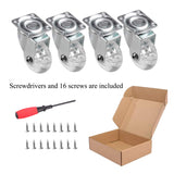 Swivel Casters Set of 4, 2 Inch Caster Wheels for Furniture, Crystal Clear Polyurethane Furniture Casters-Rolling Castors with 360 Degree Plate for Cabinet,Ottoman,Bench (500 Lbs,Screws Included) YAEMIKY