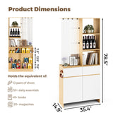 Freestanding Room Divider Cabinet with Storage, Glass & Wooden Book Shelf, Adjustable Shelves Shoe Storage Organizer for Entryway, Living Room, Dining Room, Partition Screen Privacy Wall Divider Kikihouse