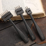 DIUDUS Leather Hole Punch, Prong Punch, Black Hole Punch Tool 5mm, 2/4/6 Lacing Stitching Punch, Round Hole Prong Stitching Chisel Set Leather Working Tools for Leathercraft DIUDUS