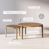 Nathan James Kendall Round Modern Nesting Coffee Set of 2, Stacking Living Room Accent Tables, Light Brown Nathan James