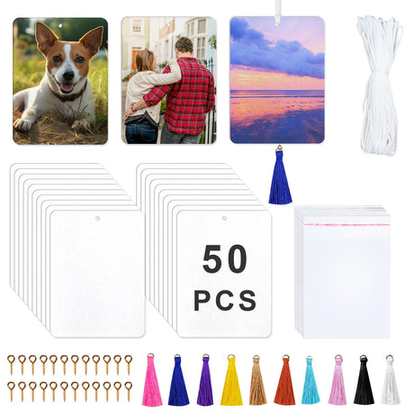 50 pcs sublimation air fresheners blanks,with Tassels Sublimation Blanks Products DIY Air Freshener for Car and Home Hanging Decoration sublimation car freshener blanks GEKIXUTP