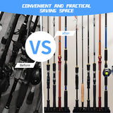 OH MY WOW Fishing Rod Holder Wall Mount – Vertical Storage Rack for 6 Rods, Durable Fishing Pole Organizer for Home, Garage, and Outdoor Use OH MY WOW