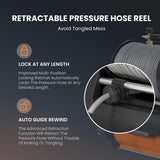 Giraffe Tools Grandfalls Pressure Washer Pro, Electric Wall Mount Power Washer with 100FT Retractable Pressure Hoses, 3300PSI, 1.6GPM, 4 Nozzles, Foam Cannon for Cars/Patios, Dark Silver Giraffe Tools