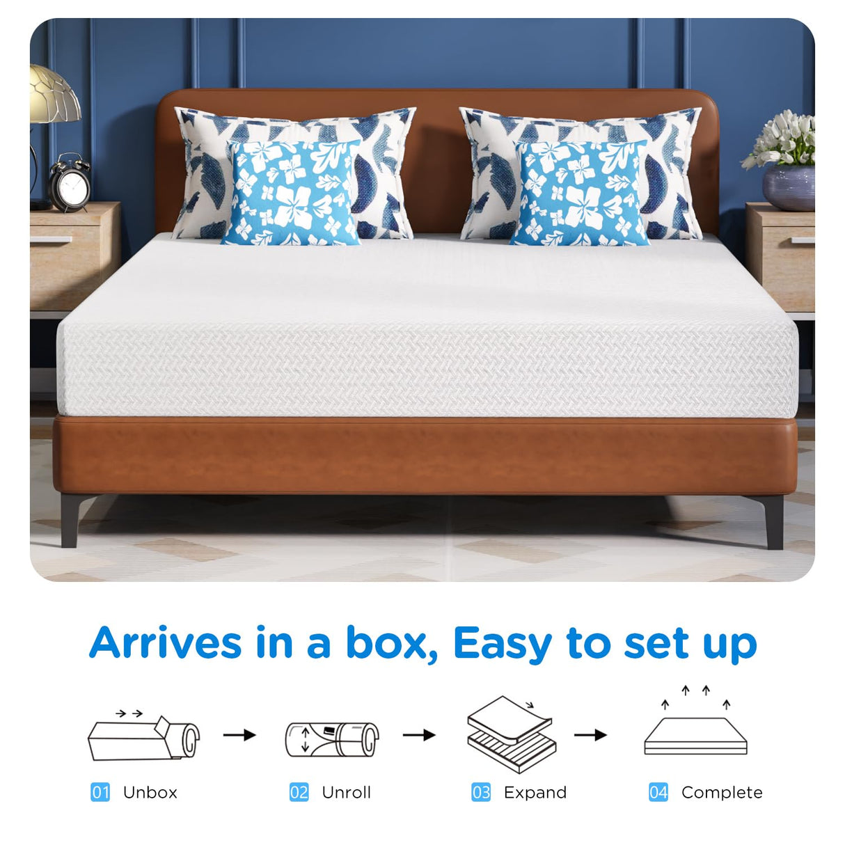 FDW King Green Tea Cooling Gel Memory Foam Mattress/Medium-Firm Mattress for Pressure Relief for Kids & Adults/CertiPUR-US Certified FDW