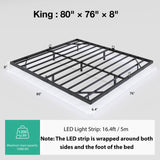 Novilla Floating Bed Frame with LED Lights, Modern Platform King Size Bed Frame with Mattress Slide Stopper, Easy Assembly, No Box Spring Needed, Noise Free Novilla