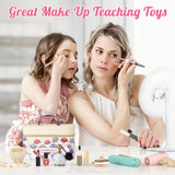 GAGAKU Wooden Makeup Toy Set Wood Hair Salon Playset Toddler Wooden Makeup Kit for Girls,Christmas Birthday Gift for 3 4 5 6 7 Years Old Kids GAGAKU