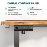 SMUG Standing Desk Adjustable Height, 63x24 Inch Electric Table with 3 Memory Preset & T-Shaped Metal Bracket Modern Computer Workstation with Splice Board for Home Office, Rustic Brown SMUG