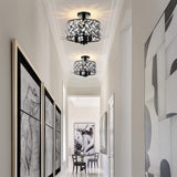 Frideko Home Semi Flush Mount 3-Light Crystal Ceiling Light - Black Kitchen, Bedroom, Hallway, Living Room, Dining Room Light Fixture FRIDEKO HOME