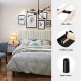 OLALITA Full Size Bed Frame with Headboard, Velvet Upholstered Platform Bed Frame Full Size, Heavy Duty Metal Frame, No Box Spring Needed, Easy Assembly (Beige, Full) OLALITA