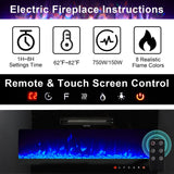 LUXOAK 80" Fireplace TV Stand, Modern High Gloss Finish Media Console with 40" Electric Fireplace, Open Storage Entertainment Center for TVs Up to 90" with LED Lights, Black LUXOAK