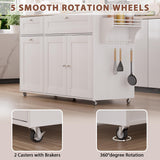 Kitchen Island on Wheels with Storage, Rolling Kitchen Islands with Drop Leaf&Power Outlet, Mobile Kitchen Island Cart with Trash Can Storage, Spice Rack, Towel Rack, Storages Cabinet ,Drawers SAHISTCT