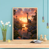 PUAGEMTI Sunset Dinosaur Valley Scene Diamond Art Kits for Adults, 5D DIY Full Drill Diamond Painting Kits for Adults Beginners, Diamond Painting Kit for Wall Home Decor (No Frame) 12x16 Inch PUAGEMTI