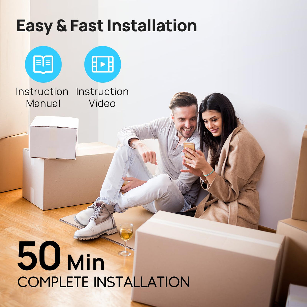 Consciot 52 Inch Ceiling Fan With Lights, Modern Black Ceiling Fan, Remote Control, Quiet Reversible DC Motor, Flush Mount, Dimmable 3CCT LED Light, Double Finish Blade, For Indoor Bedroom Living Room Consciot