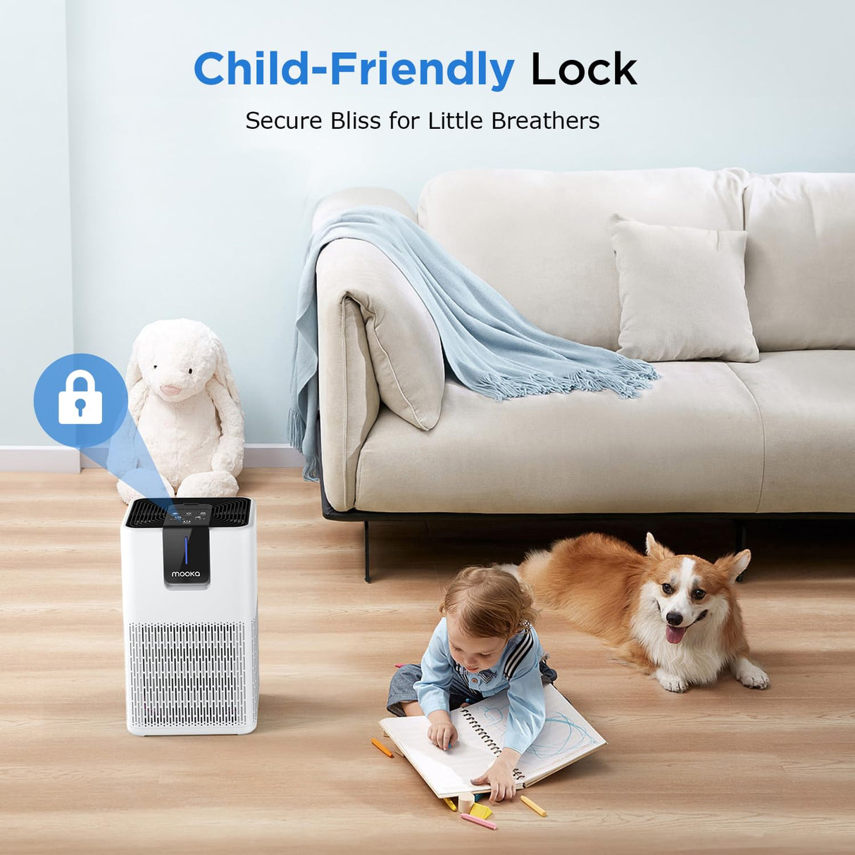 Air Purifiers for Home Large Room Up to 1250 Ft², MOOKA H13 HEPA Air Purifier for Pets Dust Odor Smoke, Aromatherapy Function, Air Cleaner with 15dB Quiet Sleep Mode for Bedroom Office Living Room MOOKA