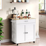 CHOEZON Kitchen Island Cart with Storage, Kitchen Island Table with Charging Station, Kitchen Island on Wheels, Kitchen Table with Cabinet, Expandable Tabletop, White and Natural MZD01UWNN1 CHOEZON