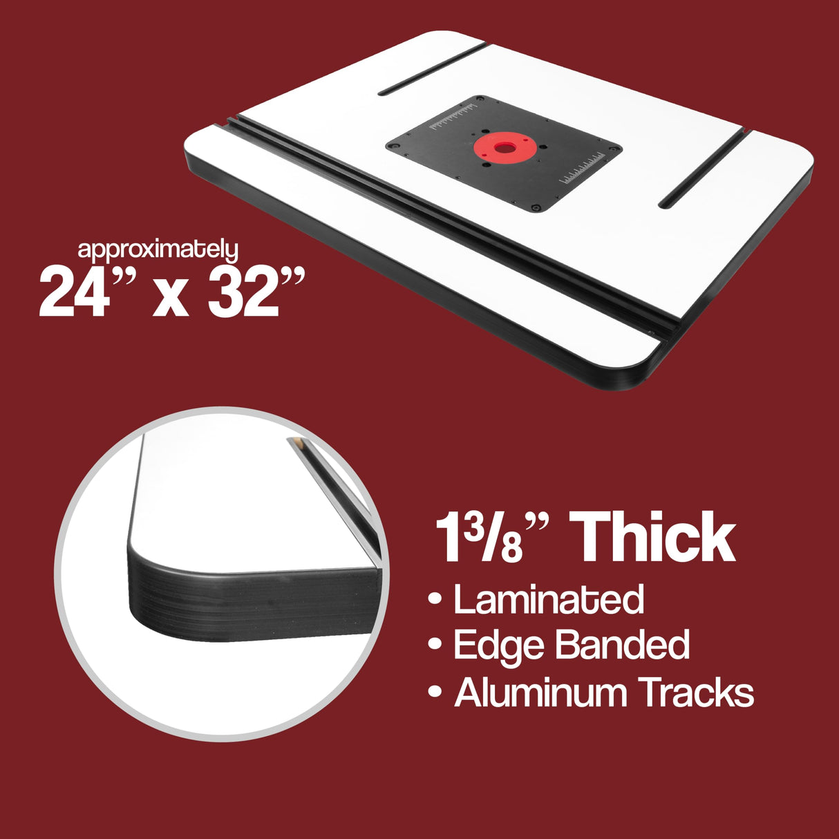 Premium 1-3/8 inch Thick Router Table with Deluxe Fence Package with Premium Router Plate and 5 Interchangeable Insert Discs Fulton Woodworking Tools