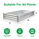 JERIA 6×3×1ft Raised Garden Bed with Support Rods,Galvanized Raised Garden Bed Kit Outdoor Metal Gardening Planter Box for Vegetable, Fruits, Flower JERIA