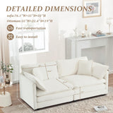 SoarFlash Chenille Sectional Sofa, Comfy Modular Loveseat Sofa, Modern 2-Seat Couch Deep Seat Sofa Set for Living Room,White SoarFlash