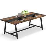 Tribesigns 6FT Rectangle Conference Table, 70.87L x 33.46W x 29.92H Inches Meeting Table for Conference Room, Vintage Wood Office Executive Desk with Strong Metal Frame for 6 People (Rustic Brown) Tribesigns