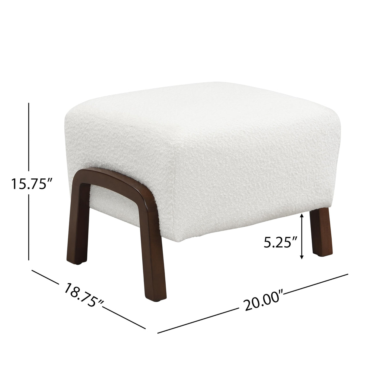 Christopher Knight Home Gypso Set of 2 Boucle Fabric Upholstered Ottoman, Wooden Small Ottoman Coffee Table, Modern Living Room Foot Stool, Extra Seat Sofa Footrest, White+Dark Brown Christopher Knight Home