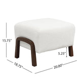 Christopher Knight Home Gypso Set of 2 Boucle Fabric Upholstered Ottoman, Wooden Small Ottoman Coffee Table, Modern Living Room Foot Stool, Extra Seat Sofa Footrest, White+Dark Brown Christopher Knight Home
