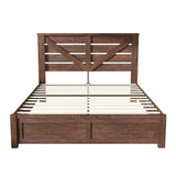AMERLIFE Queen Size Farmhouse Bed Frame with 49.2" Barn Door Headboard, Platform Bed Frame with Wood Slats, Under Bed Storage Space, Noisy Free, Easy Assembly, Reclaimed Barnwood AMERLIFE
