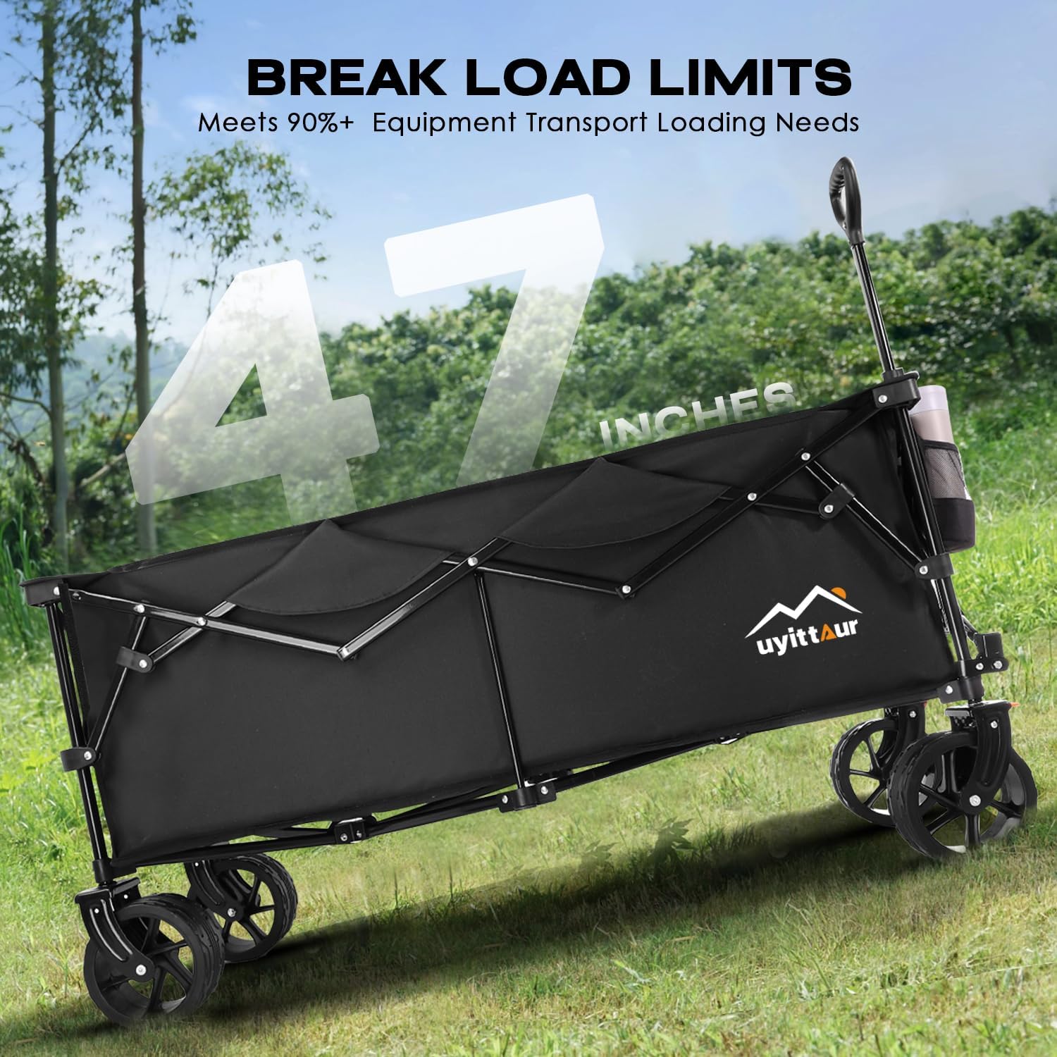 Uyittour Large Collapsible Extended Beach Wagon Cart 300L, 440lbs Weight Capacity Heavy Duty Foldable Wagon with Big All-Terrain Wheels, Utility Sports Folding Wagon for Camping Outdoor - WoodArtSupply