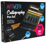Artworx Calligraphy Pens Set - Introductory Caligraphy Writing & Hand Lettering Kit - Includes Instructions, Guide Book and Practice Book - Calligraphy Set For Beginners Artworx