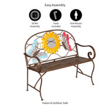 Evergreen Garden Sunflower Garden Bench Outdoors & Indoors | Cast Iron Metal Patio Bench | Outdoor Seating Furniture | Seats for Park, Porch, Deck, Yard Evergreen Garden