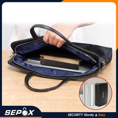 SEPOX® 2Pcs Water/Fire-Resistant Portable Security Case Lock Box Steel, Personal Travel Safe Storage Cabinet for Small Item, 3-Ft Cable, Ressetable Combination Lock for Dorm, Car, Sports, Office SEPOX