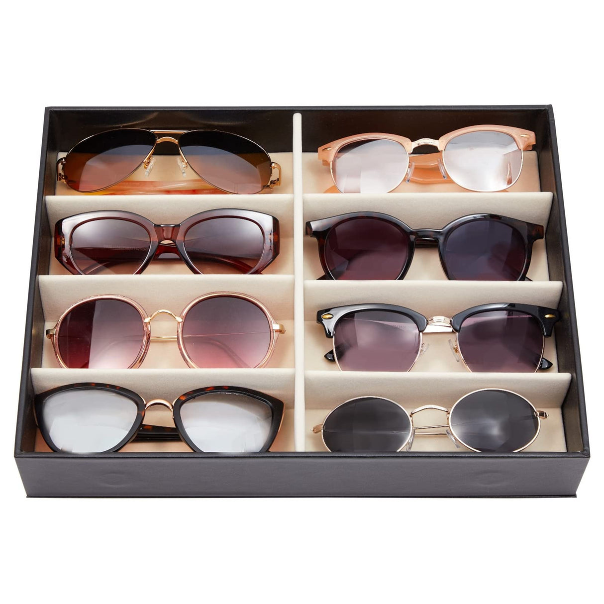 Juvale 8 Slot Sunglasses Organizer Storage, Eyeglasses Holder for Home – Multiple Glasses Display Case (12.7x9.8 in) Juvale