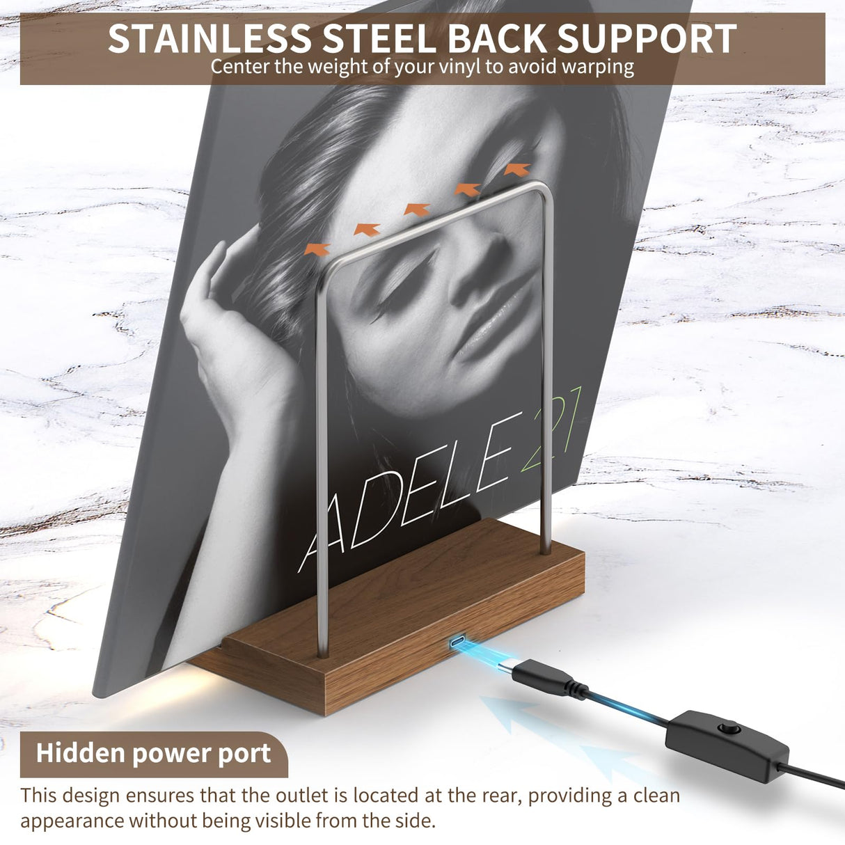 KORRTFID Now Playing Vinyl Record Stand, Vinyl Record Holder, Light Up Vinyl Record Display Stand, Vinyl Record Holder for Albums, Warm White Light with Fingerprint-Proof Acrylic Letters KORRTFID