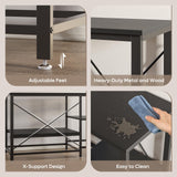 Bestier 55 Gallon Fish Tank Stand with Power Outlet, 49x13 Metal Aquarium Stand, 6-Leg Long Reptile Tank Stand with 3-Tier Adjustable Storage Shelves, 700LBS Capacity, Black Oak Bestier