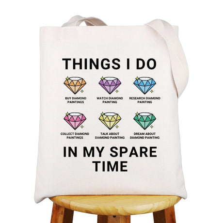 G2TUP Diamond Painting Tote Bag Diamond Art Gift Things i Do In My Spare Time Diamond Art Painting Shoulder Bag (Things i Do Diamond) G2TUP