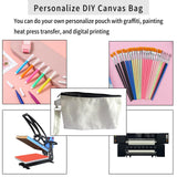 10 Pack Sublimation Blanks Canvas Makeup Bags with Wristband Lanyards, DIY Heat Transfer Cosmetic and Pencil Pouches, Multi-Purpose Travel Toiletry Zipper Bags for Crafting and Personalization HeKimLee