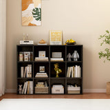 OSCHF 12-Cube Storage Shelf Bookcase - Wooden 3-Tier Floor Standing Open Bookshelf for Home and Office, Display Cabinet, Black OSCHF