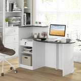 GOFLAME Reception Desk with Lockable Drawer & Adjustable Shelf, Front Counter with Oval Tabletop, Retail Register Stand, Office Computer Desk for Hotel, Black + White GOFLAME