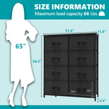 OLIXIS Dresser for Bedroom,8 Storage Fabric Drawers, Metal Frame and Wooden Top, Tall Storage Drawer Dresser for Closet with Easy Pull Handles for Living Room, Entryway, Small Space Black OLIXIS