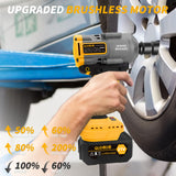 Qudodo 1000N.m 1/2" Impact Gun, 740ft-lbs 21V Cordless Impact Wrench with 2 x 4.0Ah Batteries 5 x Sockets, Power High Torque Pistolas llave De Impacto for Truck Car Mower Home Qudodo