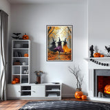 SENQAO Witch Diamond Art Kits for Adults, Fall Forest Witch DIY 5D Diamond Painting Kits Full Drill Diamond Dots Paintings with Diamonds Gem Art and Crafts Home Decor 12x16inch SENQAO