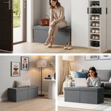 Snuvid 35-INCH Storage Ottoman Bench, Footrest with Storage, End of Bed Bench Coffee Table for Living Room, Bedroom, Entryway, Dark Gray Snuvid
