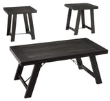 Signature Design by Ashley Noorbrook Farmhouse 3-Piece Table Set, Includes Coffee Table and 2 End Tables, Black Signature Design by Ashley