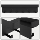 SZUGCOTD Key Holder for Wall Rustic Key and Mail Organizer 6 Key Hooks with Shelf Small Key Rack with Tray Adhesive Key Hanger Wall Mount for Entryway Hallway Living Room Decor, Metal, Matte Black SZUGCOTD