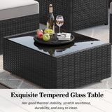 LayinSun 15 Piece Patio Furniture Set with Fire Pit Table, Outdoor Conversation Sets Wicker Rattan Sectional Sofa with Coffee Table LayinSun