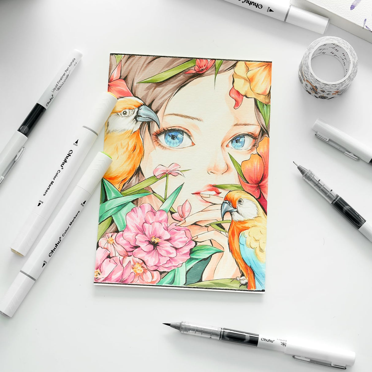 Ohuhu Liquid Fineliner Drawing Pens: 9 Sizes Micro Pens Drawing Pens Pigment Black Ink Water-proof Alcohol-proof Assorted Point Tips Smooth Writing Sketching Journaling Anime Artist Beginners - Kohala Ohuhu