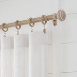 MODE Farmhouse Collection 1 1/8" Diameter Curtain Rod Set with Porch Doorknob Curtain Rod Finials and Steel Wall Mounted Adjustable Curtain Rod, Fits 36” to 72” Windows, Weathered Oak MODE