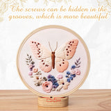 Juexica 5 Pcs Embroidery Hoop Display 3 x 2.76 Inches Embroidery Hoop Holder Wooden Base Hidden Screw Design DIY for Cross Stitch Accessories Decor Juexica